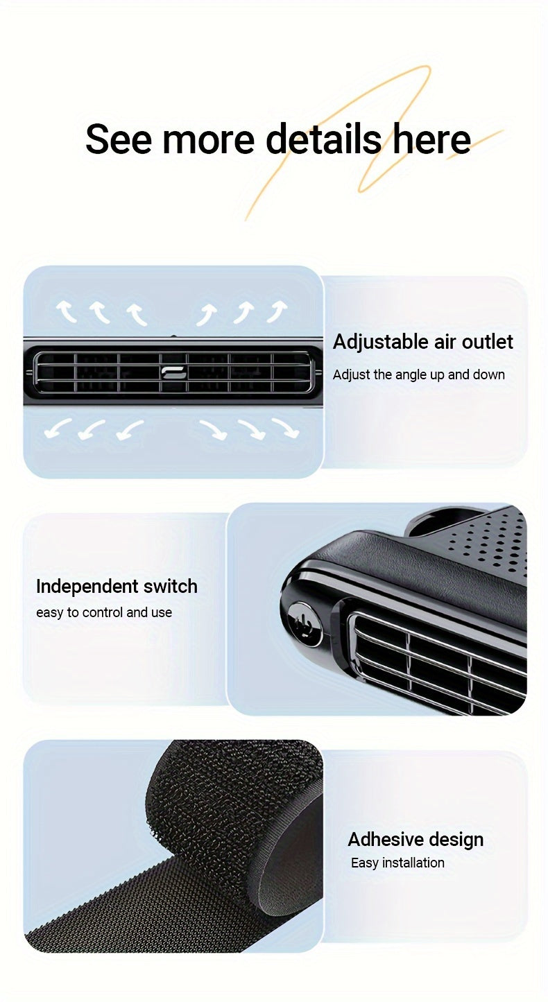 Ventilador de carro USB – Refrigeração Direta para Encosto e Cabeceira