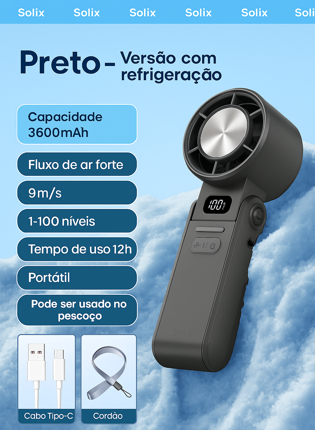 Ventoinha portátil Ice-cool