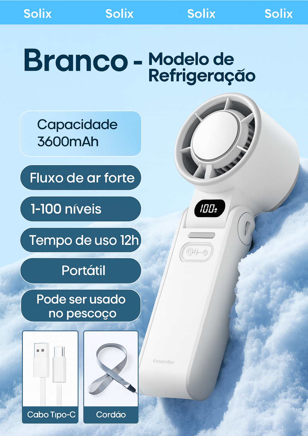 Ventoinha portátil Ice-cool