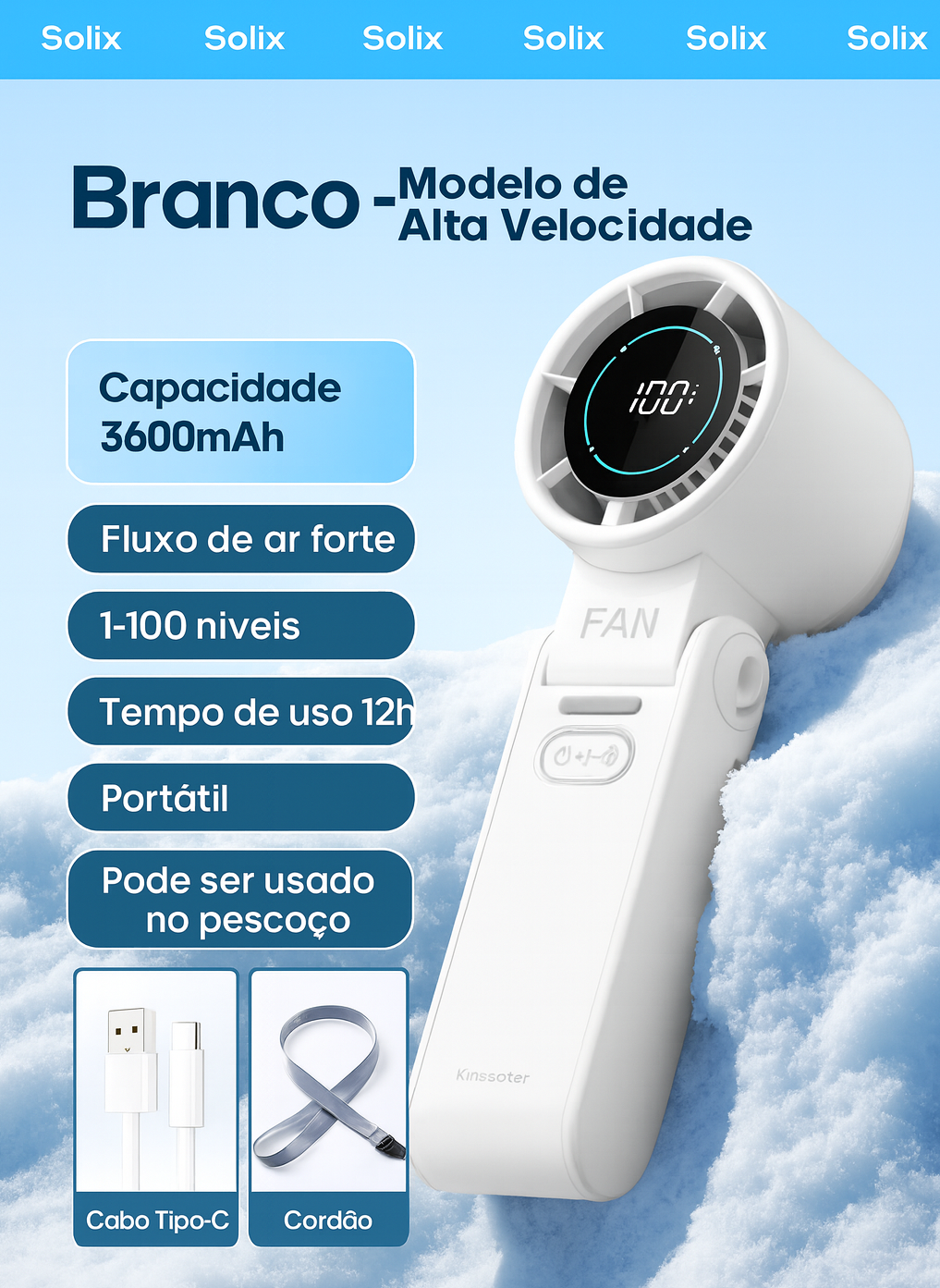 Ventoinha portátil Ice-cool