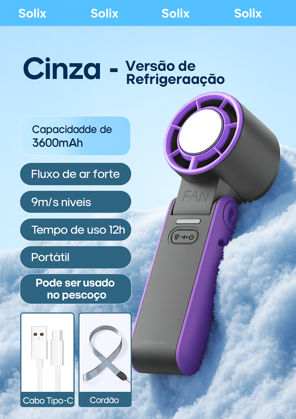 Ventoinha portátil Ice-cool