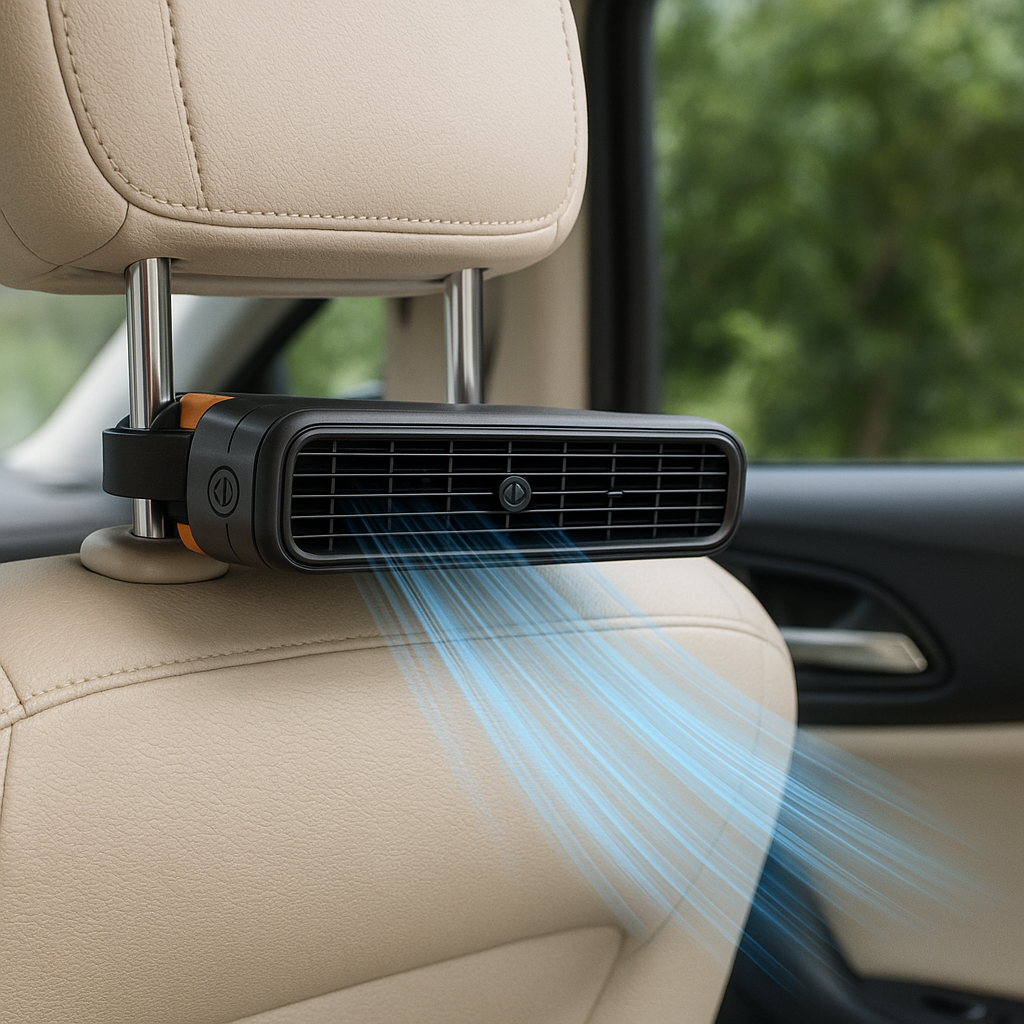 Ventilador de carro USB – Refrigeração Direta para Encosto e Cabeceira