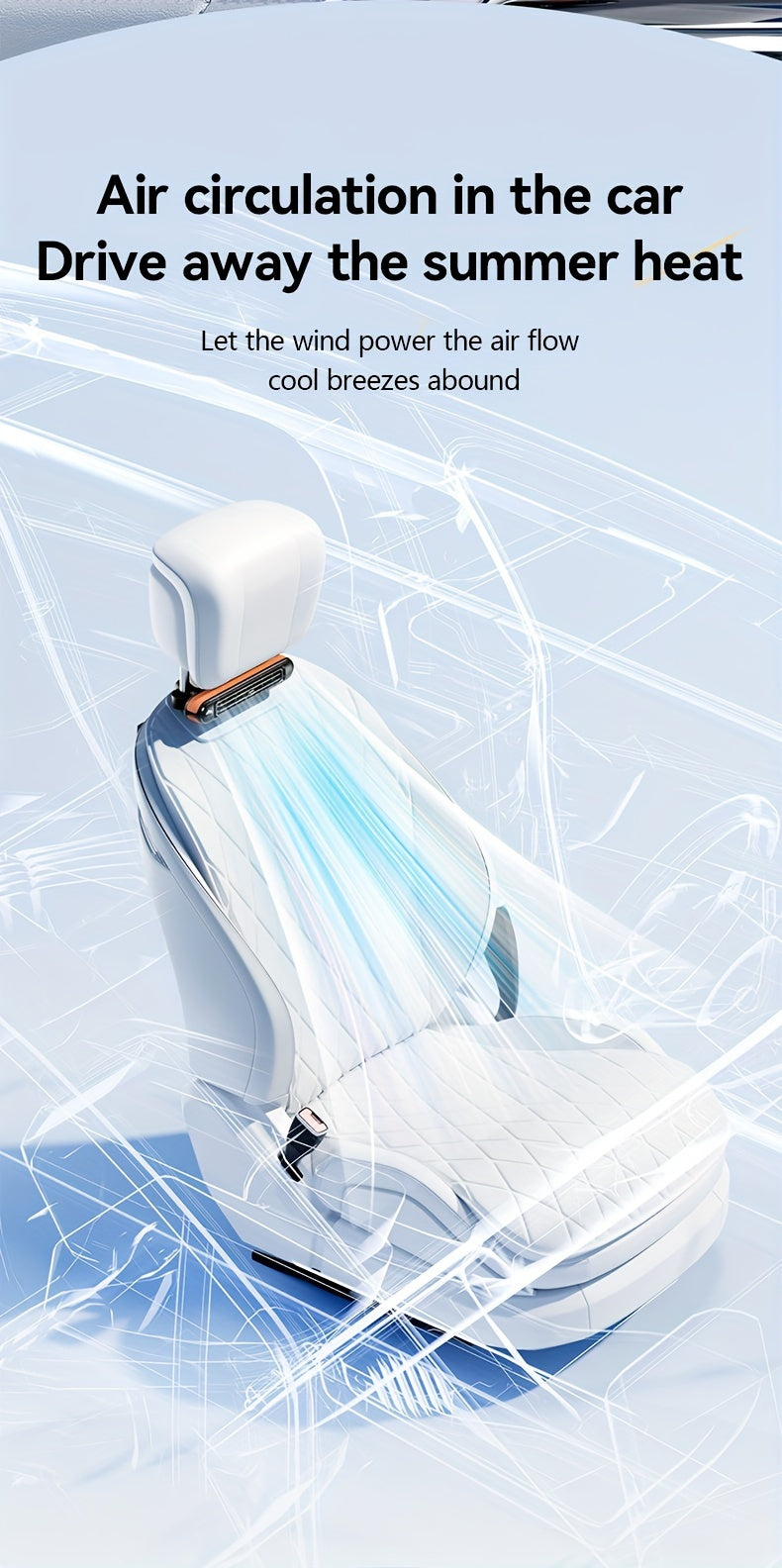 Ventilador de carro USB – Refrigeração Direta para Encosto e Cabeceira